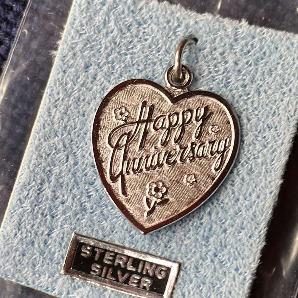 Sterling Silver Heart “Happy Anniversary” Pendant